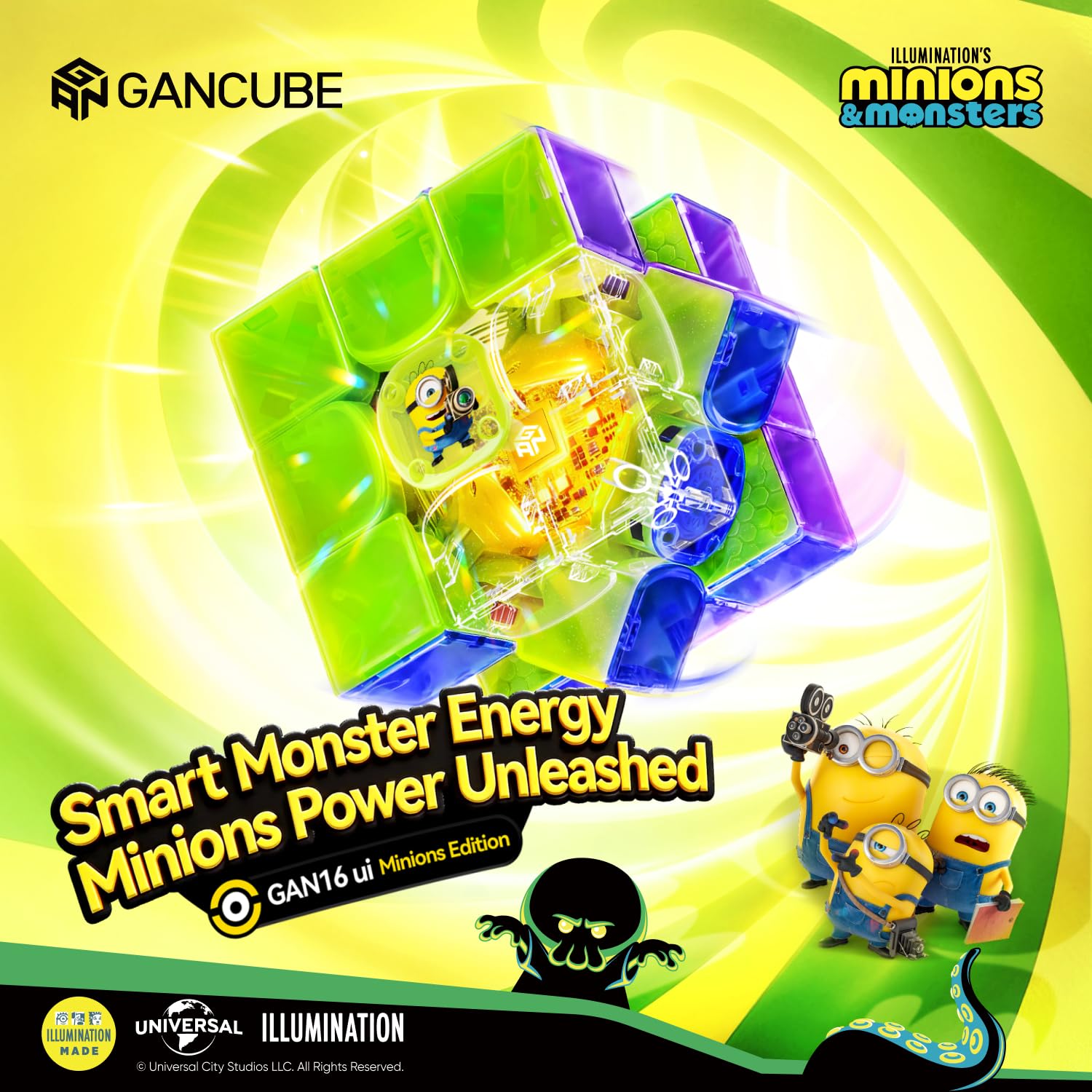 GAN Minions 16 ui Maglev Max, cubo di velocità intelligente con analisi AI | Unico Smart Speed Cube 3×3, Regalo per gli appassionati di puzzle, scelta di regalo individuale per collezionisti