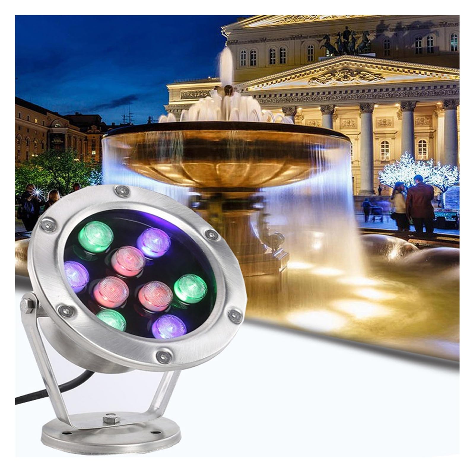 Lgjegd Blue Underwater Pond Spotlight Ip68 Waterproof Led Fountain Lighting 12V Stainless Steel For Pool