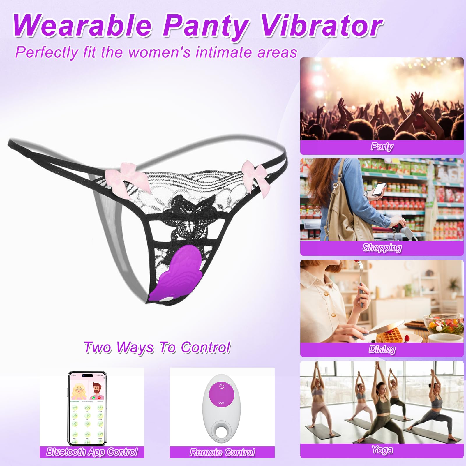 Wearable Panty APP Remote Control Vibrators Adult Sex Toys for Women or Couples, Clitoral Mini Egg Bullet Butterfly Vibrator Rose Toy, G Spot Dildo Vagina Stimulator with Tongue Licking Sex Machine: Purple