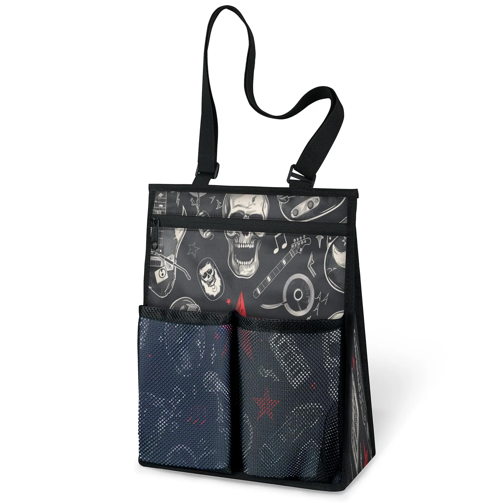 Ourtheme Rock Skull Theme Portable Shower Bag for Travel Gym Camp Beach Tote Shower Caddy Bags Hanging Toiletry