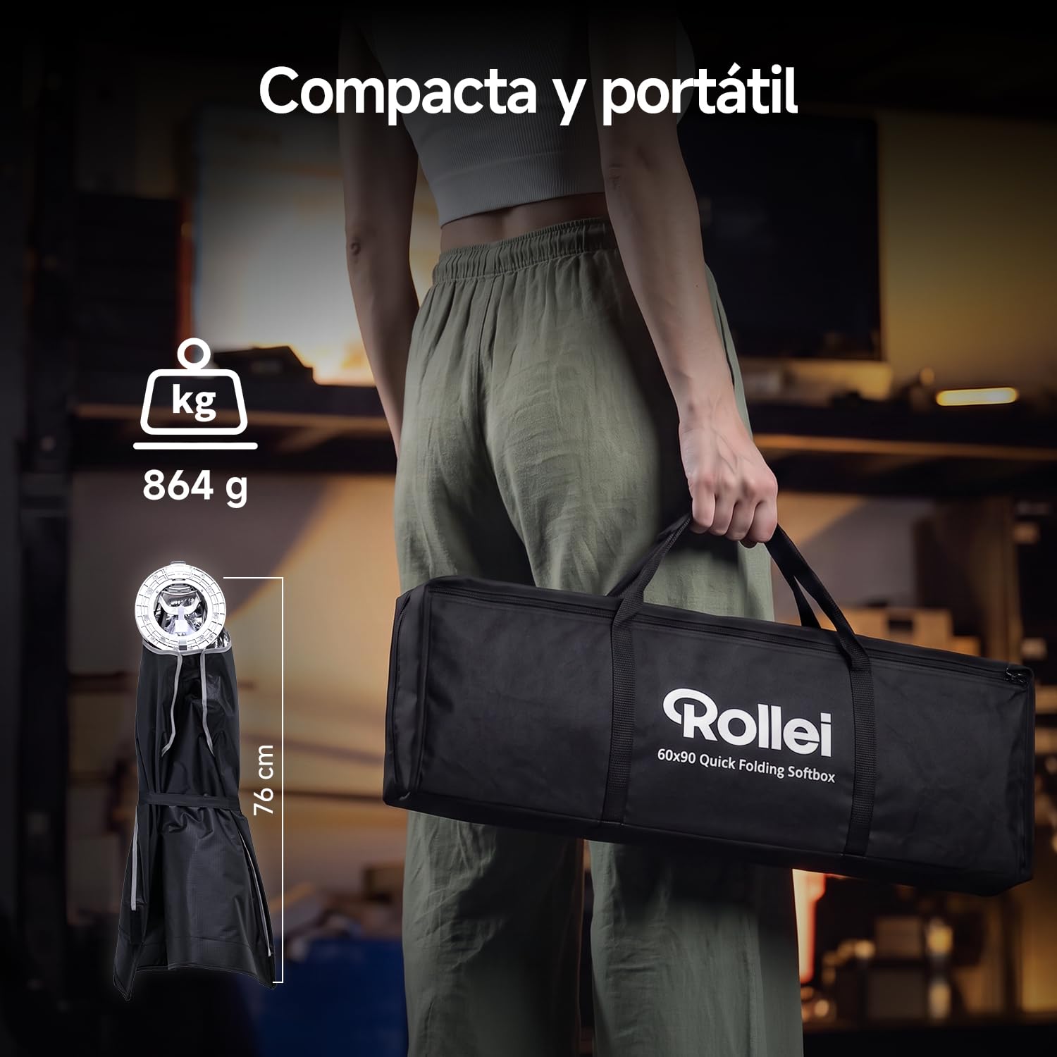 Rollei Quick Folding Softbox Rectangular 60x90cm con Difusor/Rejilla/Bolsa