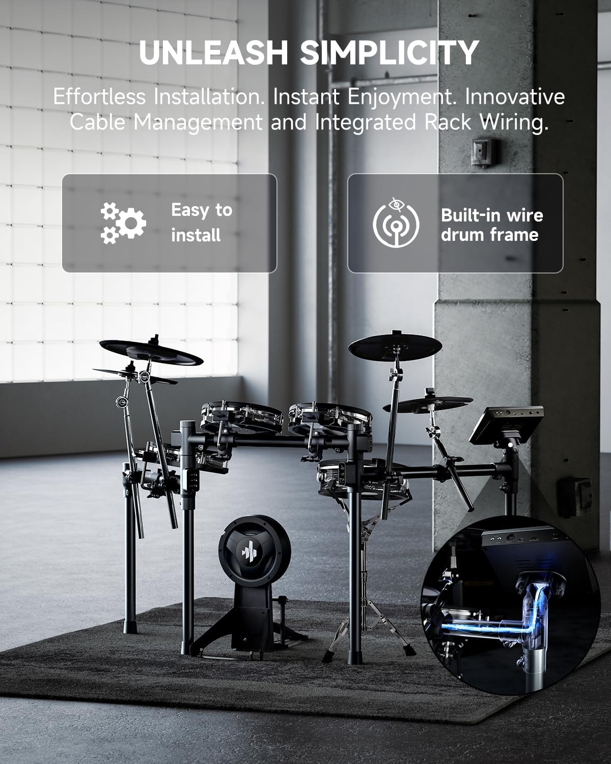 Donner Beat Max Electronic Drum Set, Electric Drum Kit with 12" Quiet Mesh Drum Pads, 14" Cymbals w/Choke, 100 Kits and 1100+ Sounds, Sticks, USB MIDI, DONNER PLAY app (5 Pads, 4Cymbals)