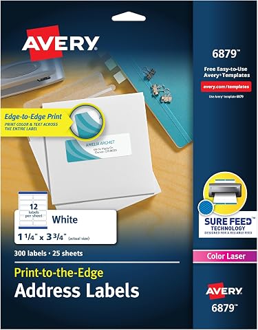 Avery Lazer Etiketler, Mat, Posta, 3-3/4 x 1-1/4, Paket başına 300 (6879), Beyaz