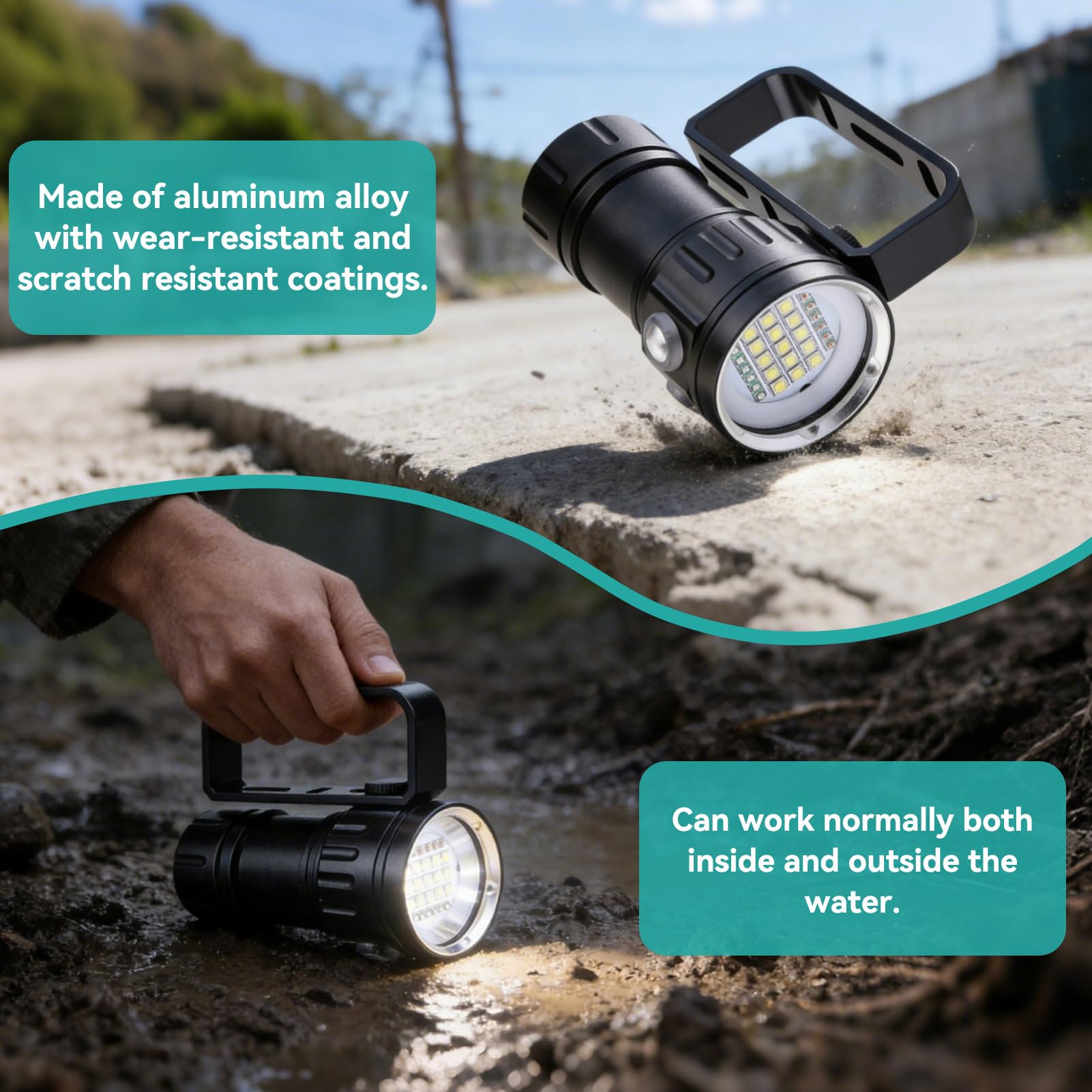 Torcia Subacquea Super Luminosa, Torcia Subacquea Ipx8 18000lm 500m Torcia Subacquea Subacquea Campo Esterno Torcia A LED Luci Sommergibili per Sport Acquatici All'aperto