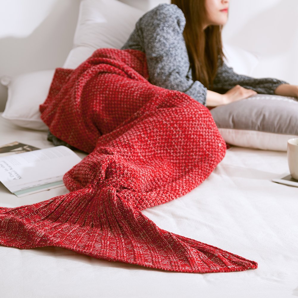 Lots Warm and Soft Mermaid Tail Blanket Knitting Sofa Mermaid Blanket for Kids Adult