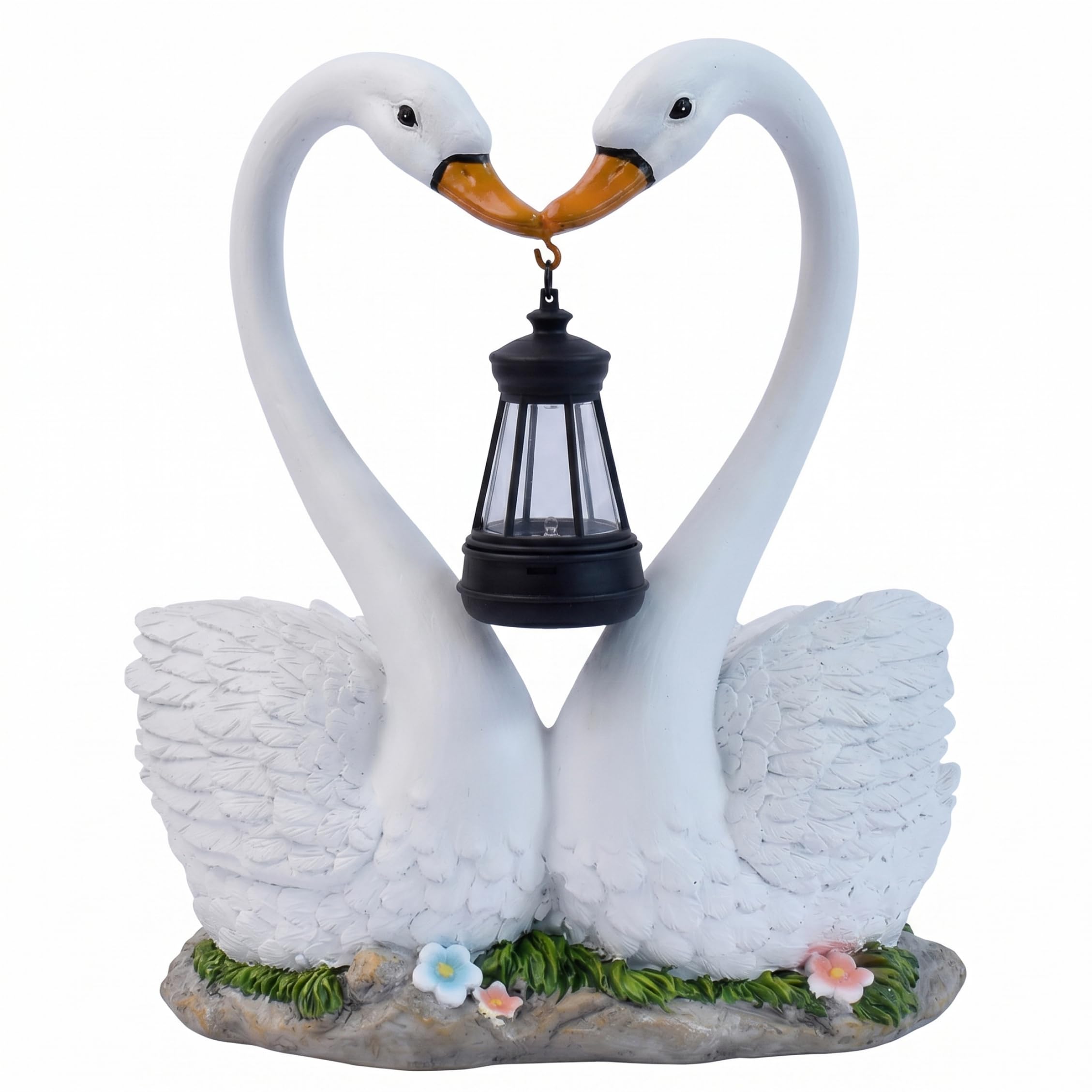 AwnsIMfreien Solar Garden Statues, Solar-Powered Couple Swan Statue - Waterproof Outdoor Duck Decor with Warm Night Glow for Patio, Lawn, Swan Statue