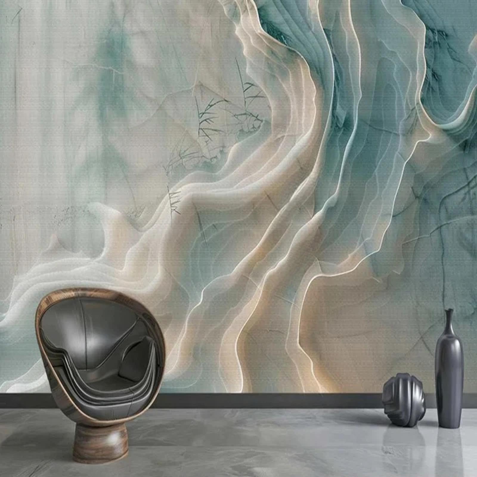 Papier peint géométrique 3D en PVC adhésif effet marbre pour salon