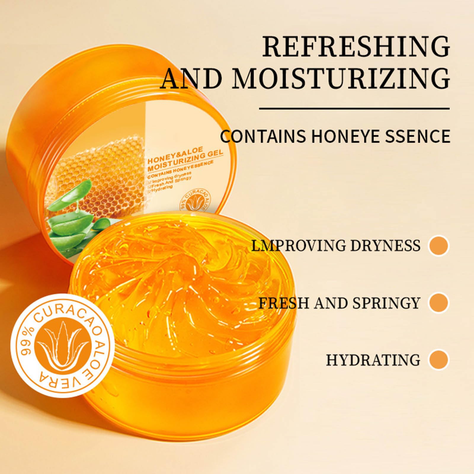 Honey Aloe Vera Moisturising Gel Hydrating Moisturising Nourishing Repair Dryness & Roughness Soothe Redness Skincare Products 300g - Image 2