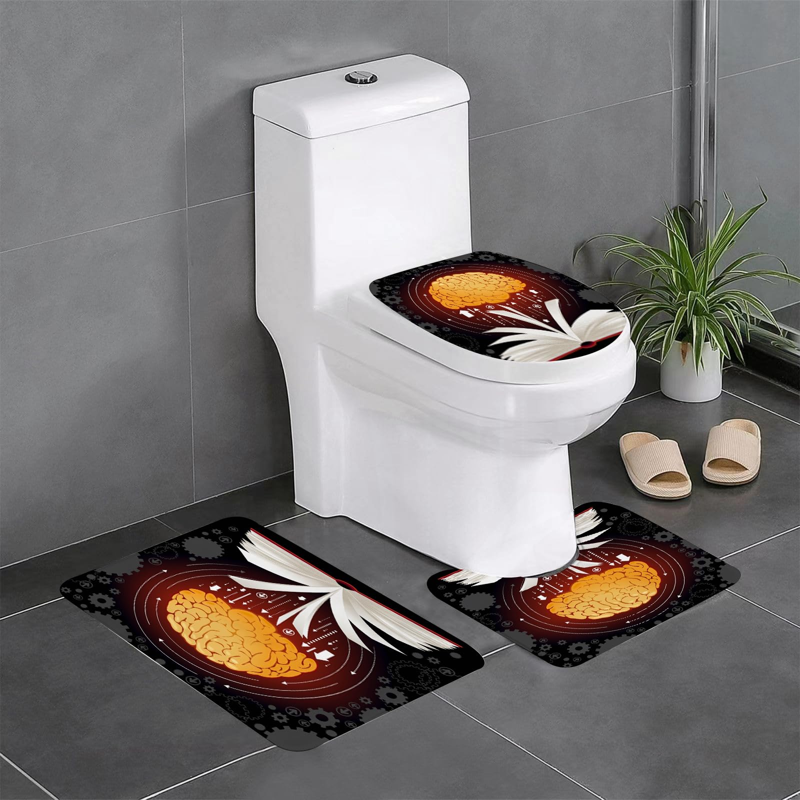 Set di 3 tappetini da Bagno, Lavabili in Lavatrice e Antiscivolo, tappetini in Morbida Fibra Superfine, Il Concetto di Produzione di Conoscenza