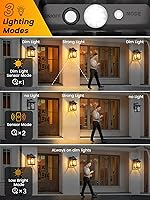Vista 3 de LUHLEE Solar Porch Lights Outdoor,2 Pack Motion Sensor Solar Wall Lights with 3 Lighting Modes,IP65 Waterproof 3000K Wall Sconce for Front Door