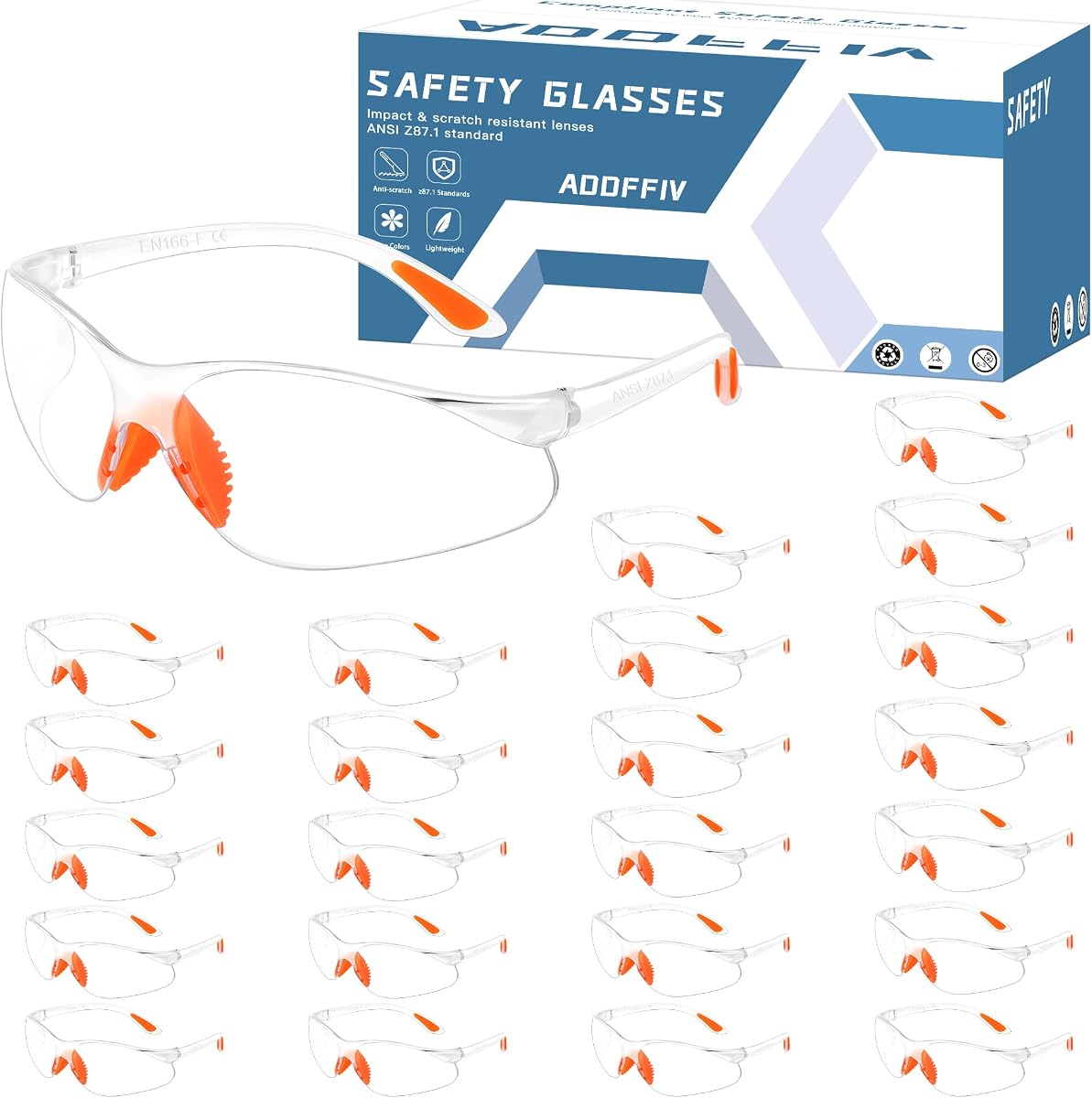 Ansi Z87.1 Safety Glasses for Men, Anti Fog Eye Protection Glasses | Soft Nose Bridge and Temple Tips, Impact Resistant, Scratch Resistant, Safety Glasses Bulk for Construction, Woodworking