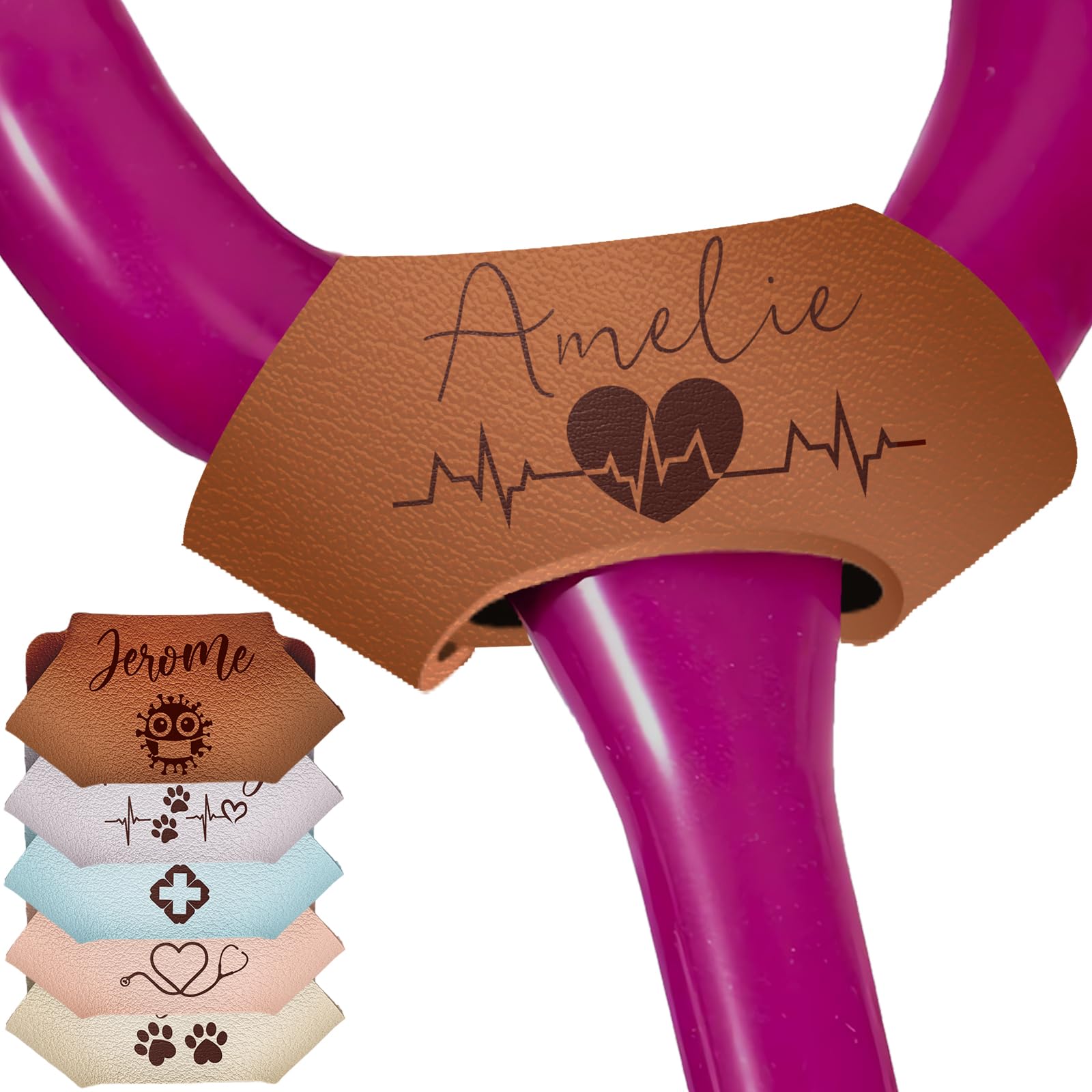 Nurse Stethoscope Name Tag Personalized Leather Tags Custom Engraved Stethoscope ID Tag Charms Nurse Accessories Graduation Nurses Week Gifts for Medical Assistant Doctor Work