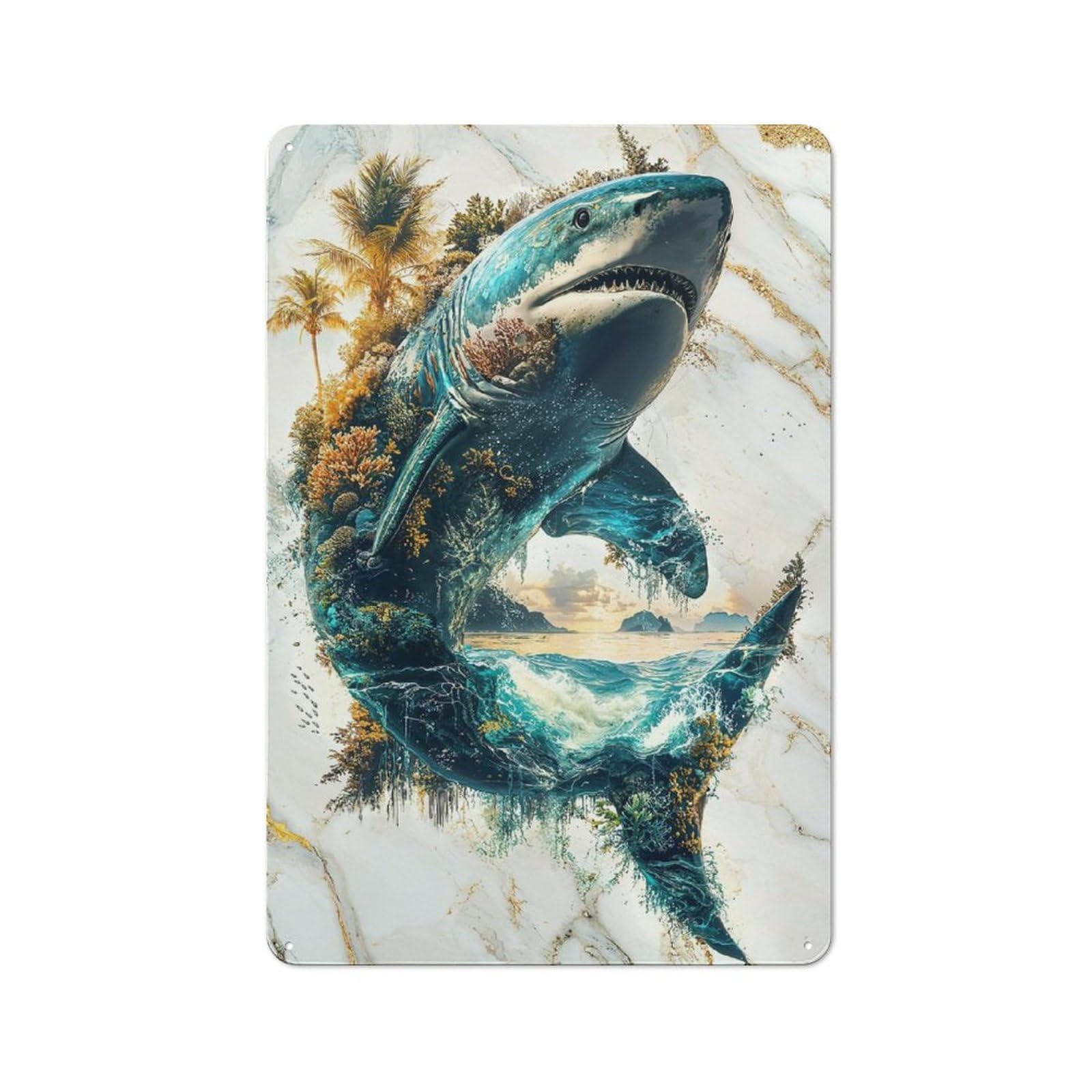 Junmoney The Depths Dominion Tin Wall Plaque 30X20cm With For Home Office Or Studio, Gift Idea At Christmas For Creative Workspace Decorators