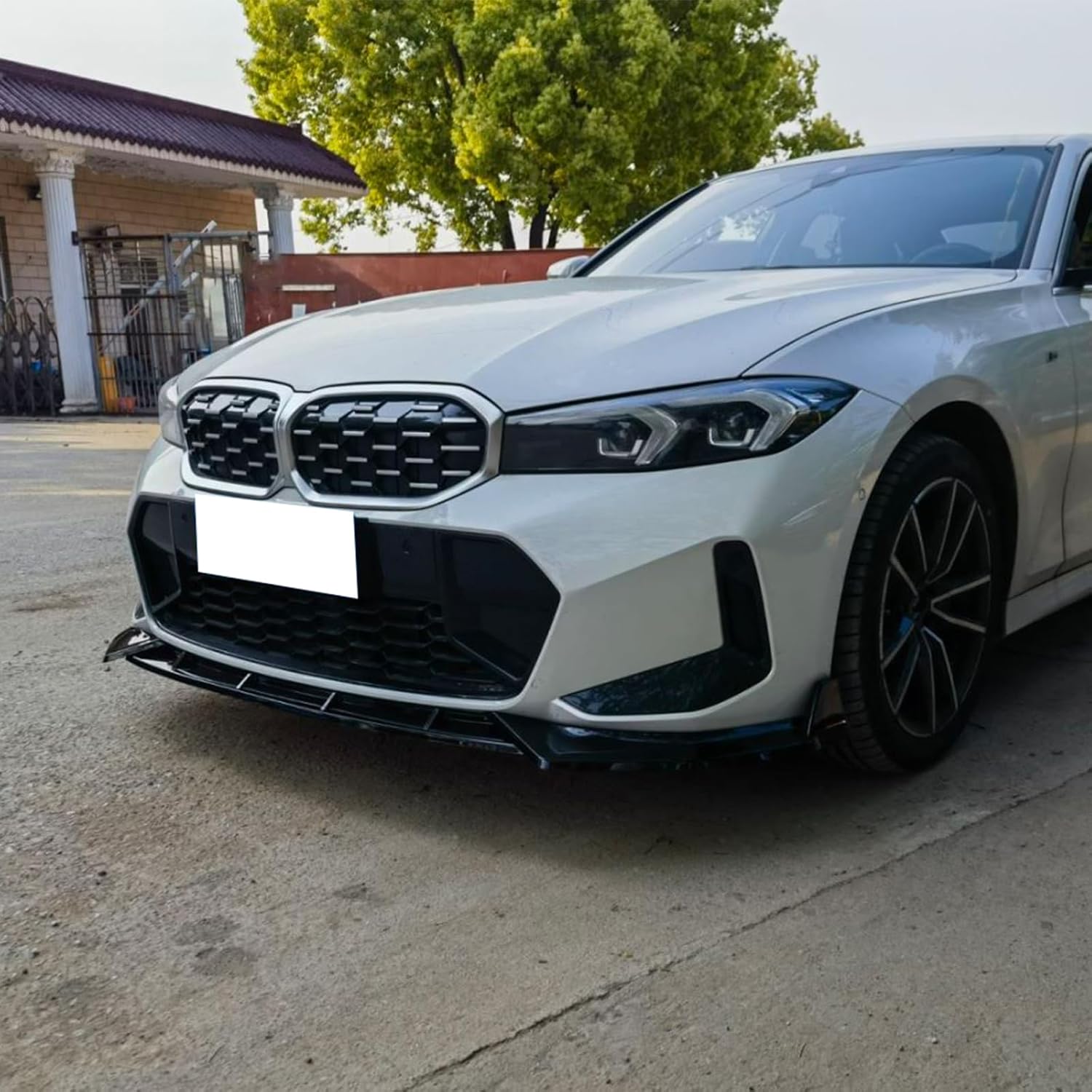 FREEMOTOR802 Front Bumper Lip, Fit for 2023-2025 BMW G20 3-Series LCI (M Sport Package) & M340i, IKON Style Gloss Black PP 3PCS Add On Air Dam Front Chin Spoiler Splitter Lower Valance