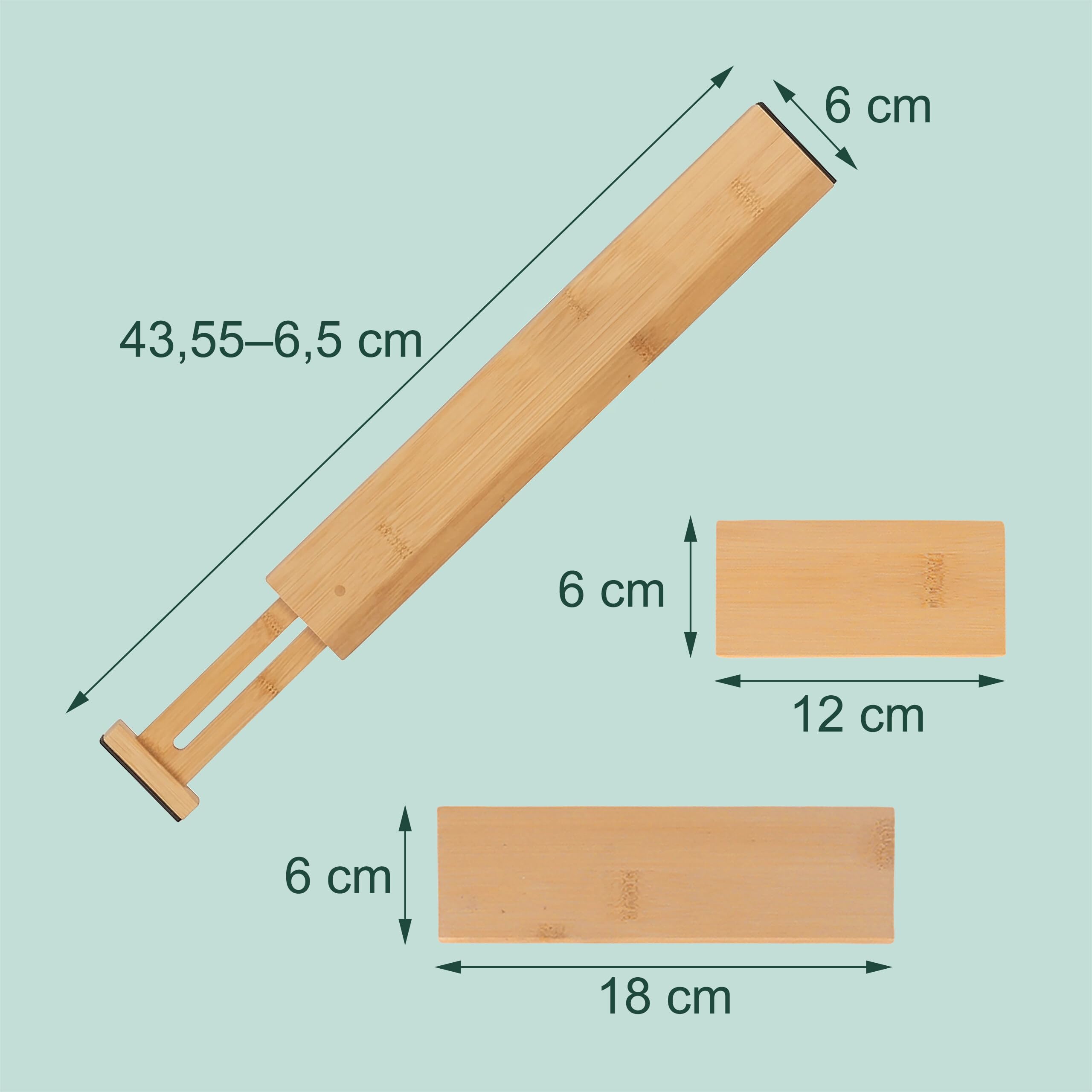 Relaxdays Segregator do szuflad, 22-częściowy zestaw, regulowany, 43,5-56,5 cm, organizer do szuflad z ściankami działowymi, bambus, naturalny