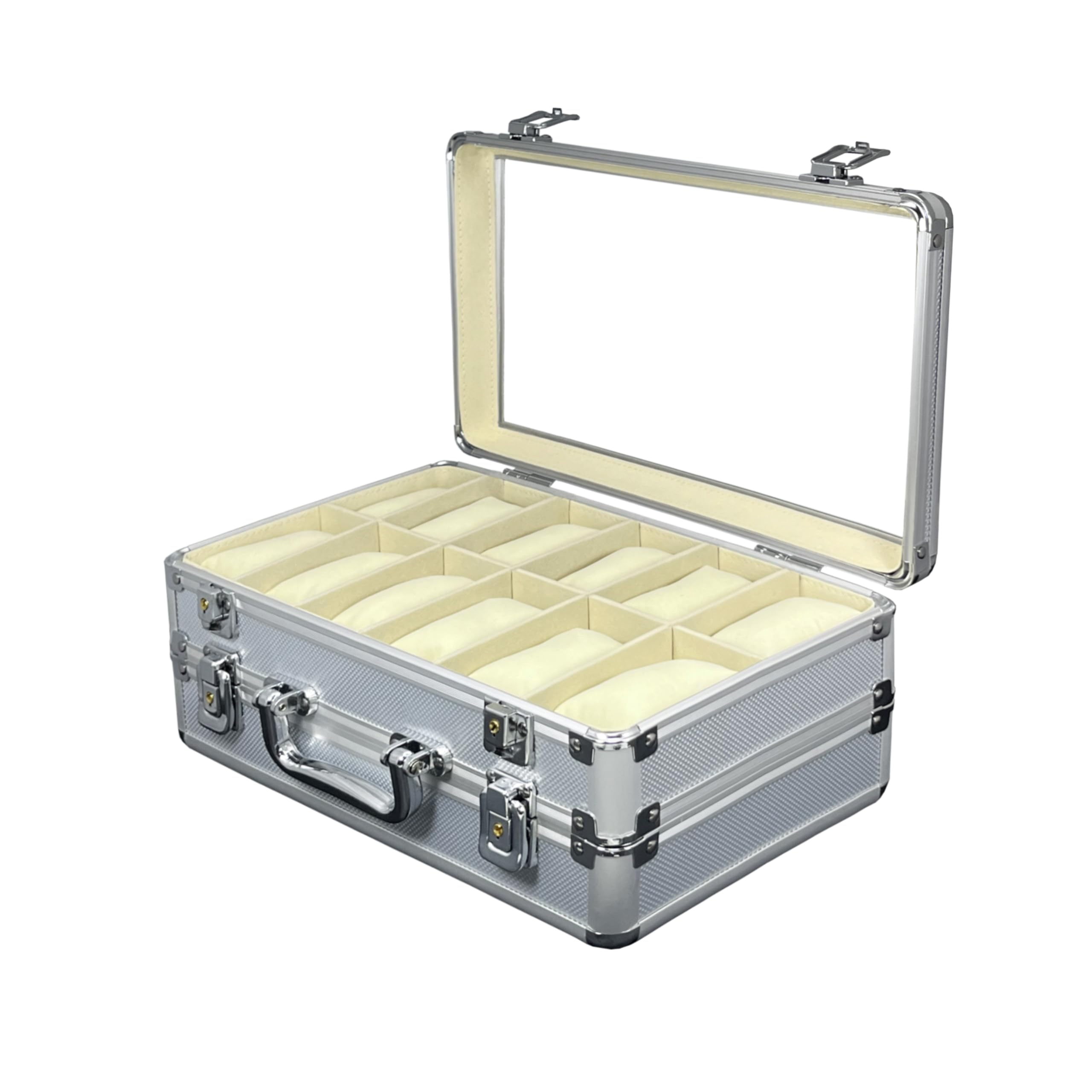 MR Maestro Relojero - Robuste Aluminium Uhrenbox | Platz für 24 Uhren und Schmuck | Ideal für Herrenuhren Watch | Wasserdicht, Aluminium