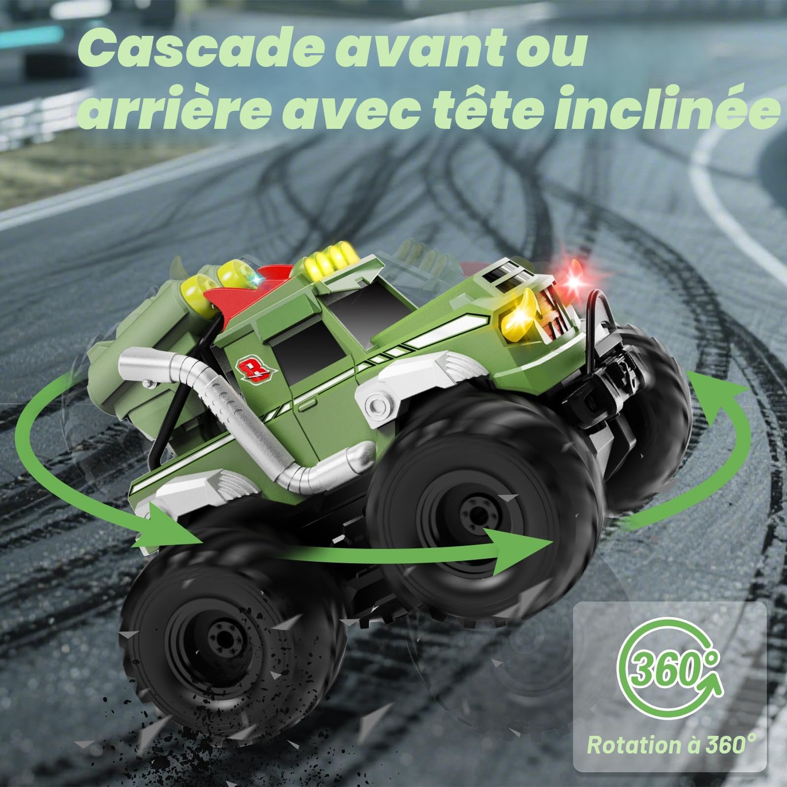 Dysaim Voiture Télécommandée Tout Terrain, Monster Truck Télécommandé, 4WD Voiture Telecommandé Enfant, Jouets pour Enfants Avancés, 2.4 Ghz Amphibie Toys RC Drift, Cadeau Enfant 6-12 Ans