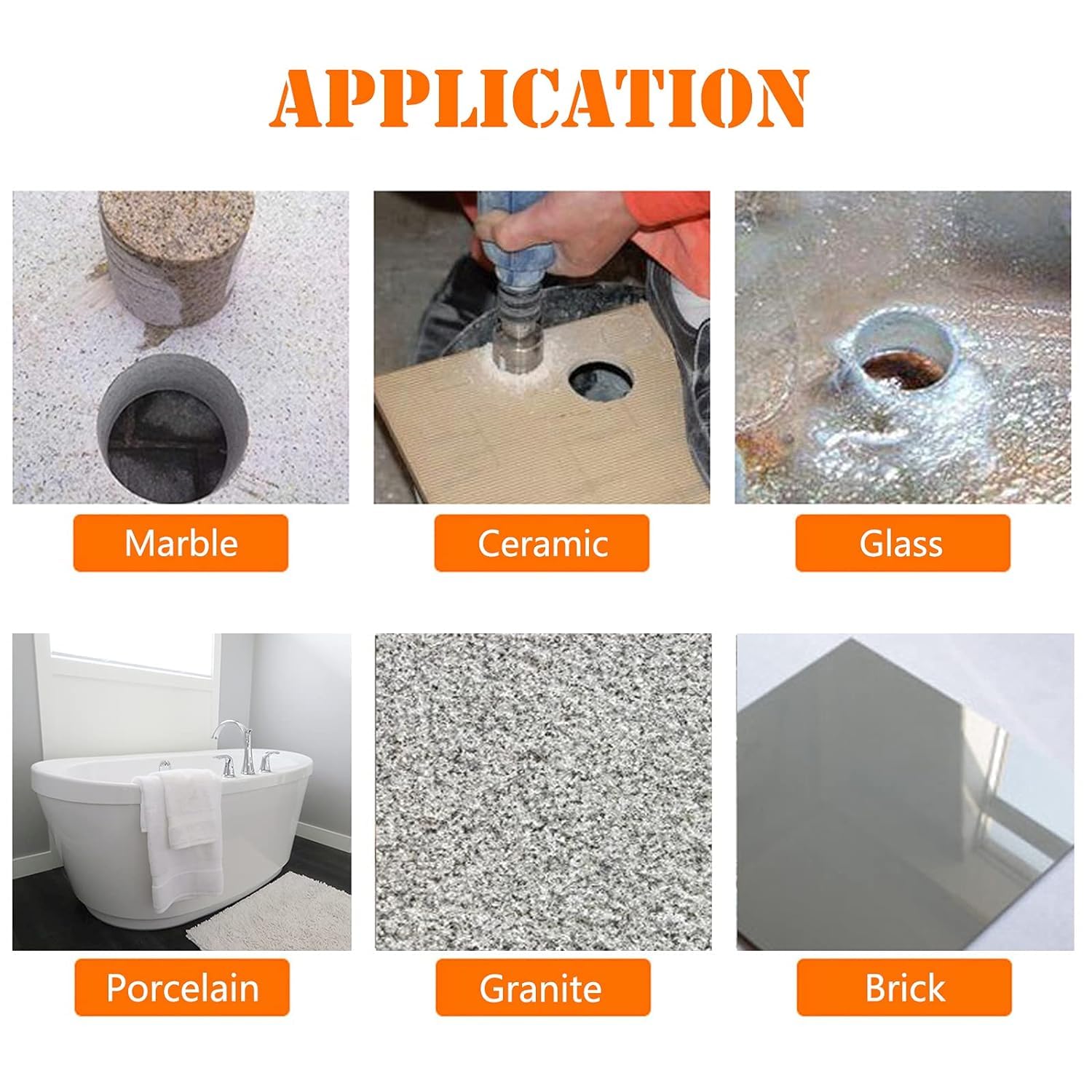 UPTODATETOOLS 5pcs New Diamond Coated Hole Saw Granite Glass Tile Marble Core Drill Bits 10mm 12mm 16mm 20mm 25mm 2
