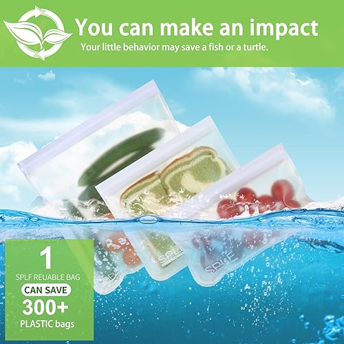 Miniatura 8 de SPLF Paquete de 6 bolsas reutilizables para congelador de galón, aptas para lavavajillas, sin BPA, extra gruesas, reutilizables, bolsas de