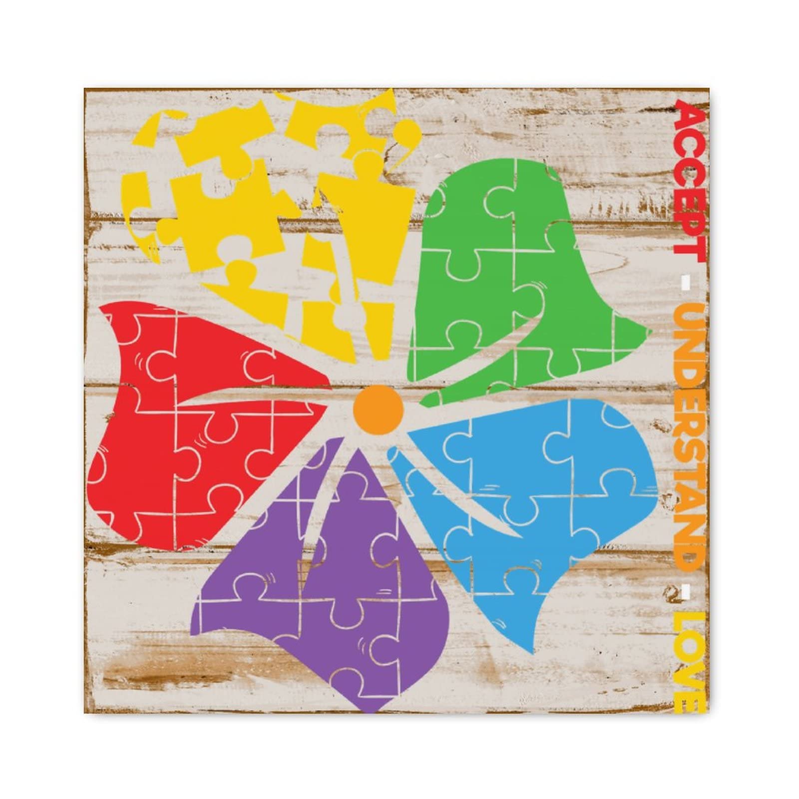 Cartello In Legno 'Child With Autism Lives Here' - 30,5x15,2 Cm - MDF Con Corda - Decorazione Parete - 2