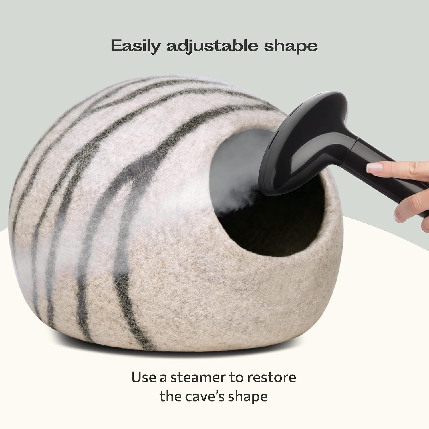 MEOWFIA Cat Cave - Merino Wool Bed for Indoor Cats (Light Gray, photo 6