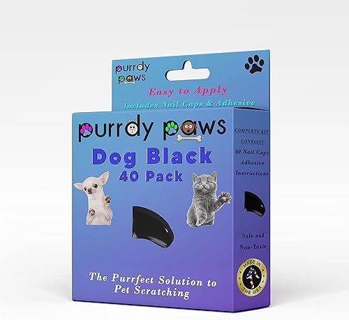 Purrdy Paws 40 Pack Soft Nail Caps for Dog Claws Black