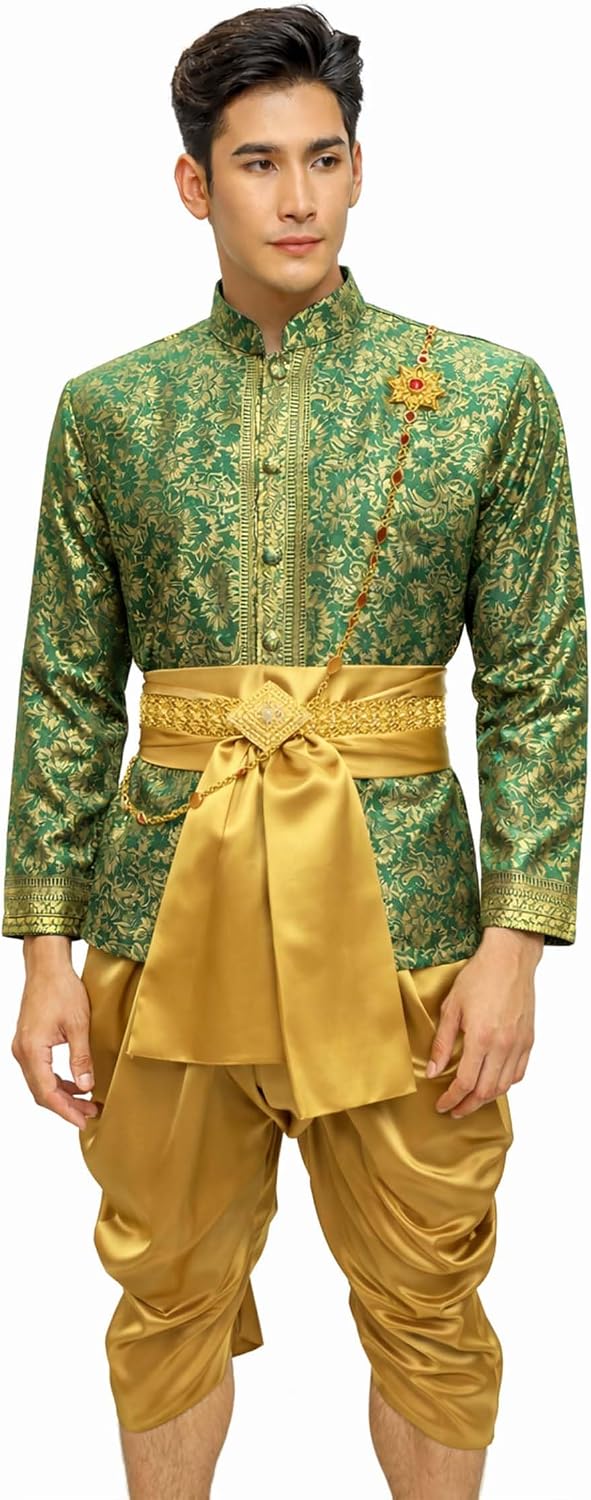 SIAM REGAL Thai Wedding Outfit Men, Chut Thai Traditional Clothing, Thai Silk Dress Groom Attire, Formal Wear