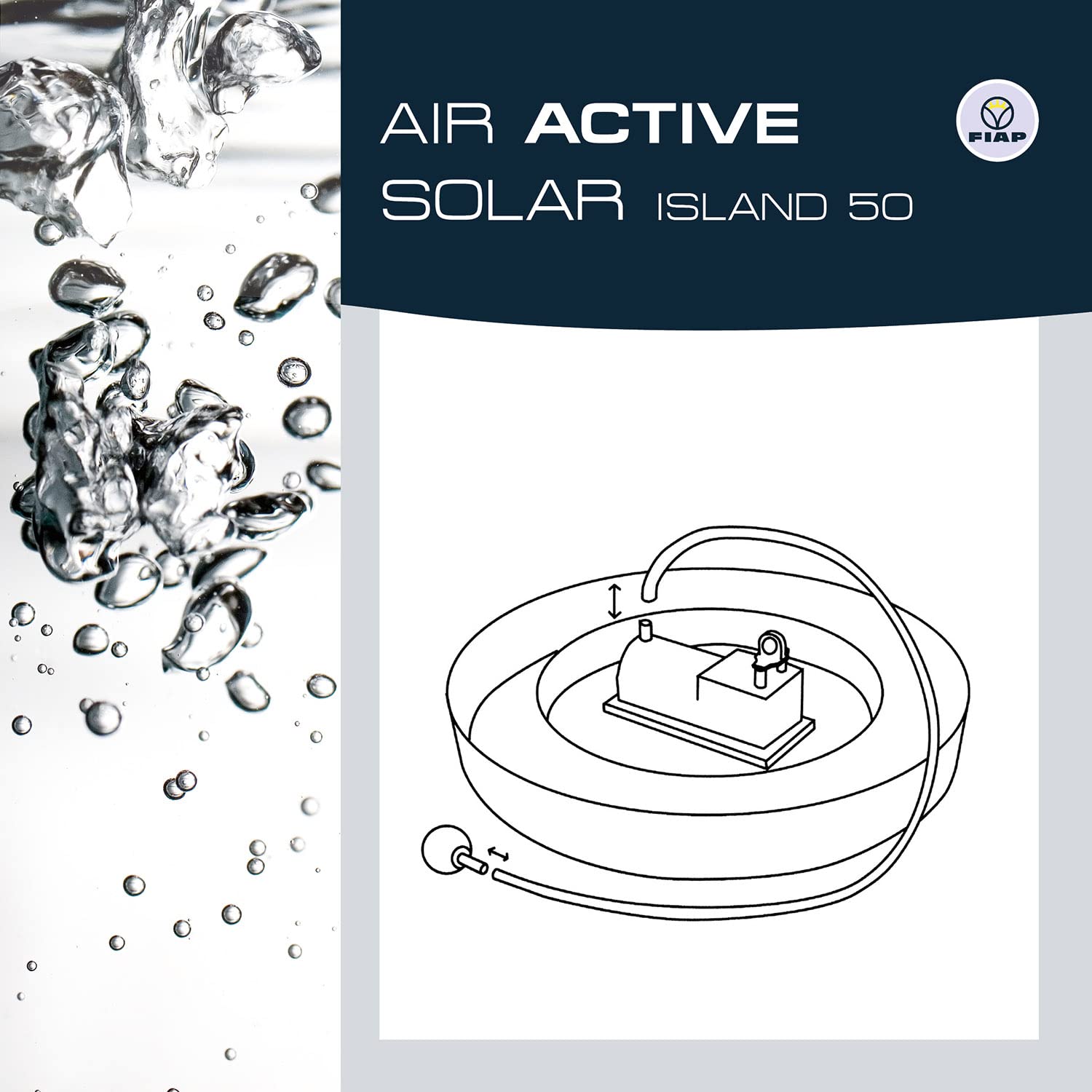 FIAP AIR Active Solar Island 50 - Schwimmender Solar Teichbelüfter - Solar - Sauerstoffversorgung - schwimmend - 50 l/h Luftleistung - Gartenteich - Teichbelüftung