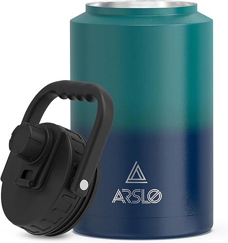 Miniatura 8 de Arslo Jarra de agua grande aislada con asa botella de agua aislada de un galón botella de agua de acero inoxidable de un galón negro Batman 128 onzas