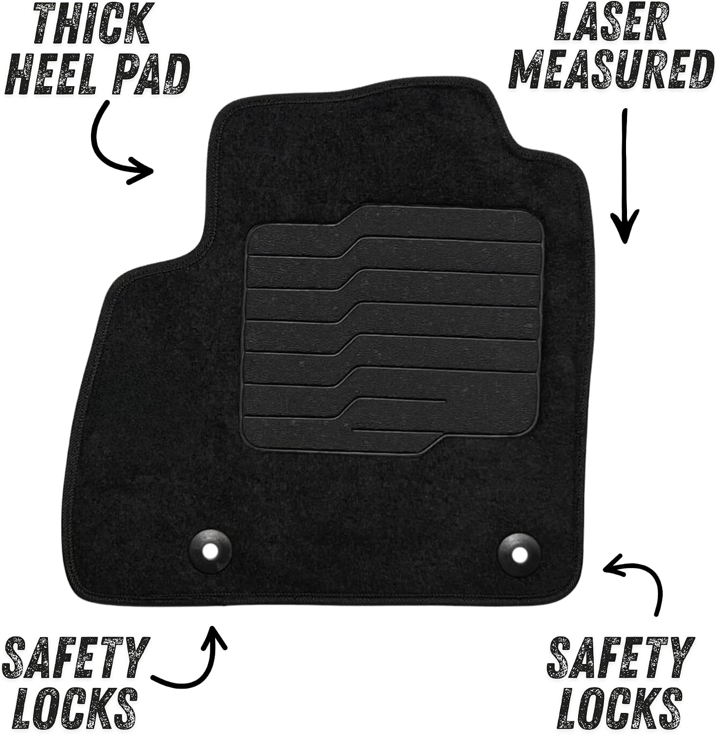 ecoMats Carpet Floor Mats Custom Fit for 2016 2017 2018 2019 Chevrolet Cruze (Not for 2016 Limited), with Driver Anti-Slip Heel Pad and Safety Locks, Front and Rear, Black