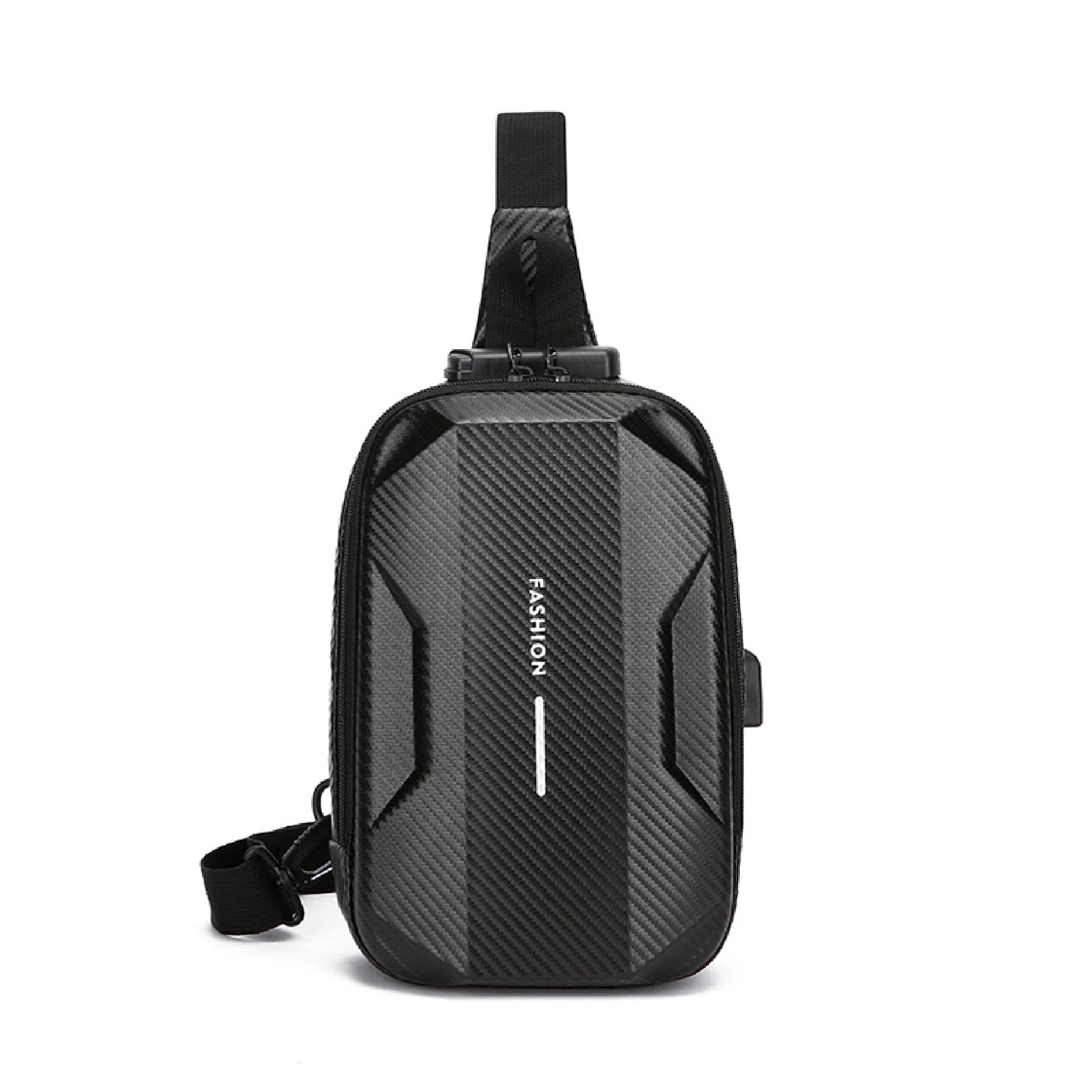jvcv Waterproof Slim Crossbody Sling Bag with Carbon Fiber Texture – Unisex Chest Backpack & Shoulder Bag for Men & Women | Anti-Theft Hard Shell Travel Handbag-picture-11