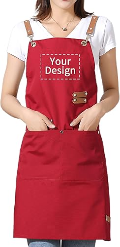 Miniatura 8 de Delantal de chef personalizable, delantales de cocina para hombres y mujeres, delantal con espalda cruzada con correas ajustables