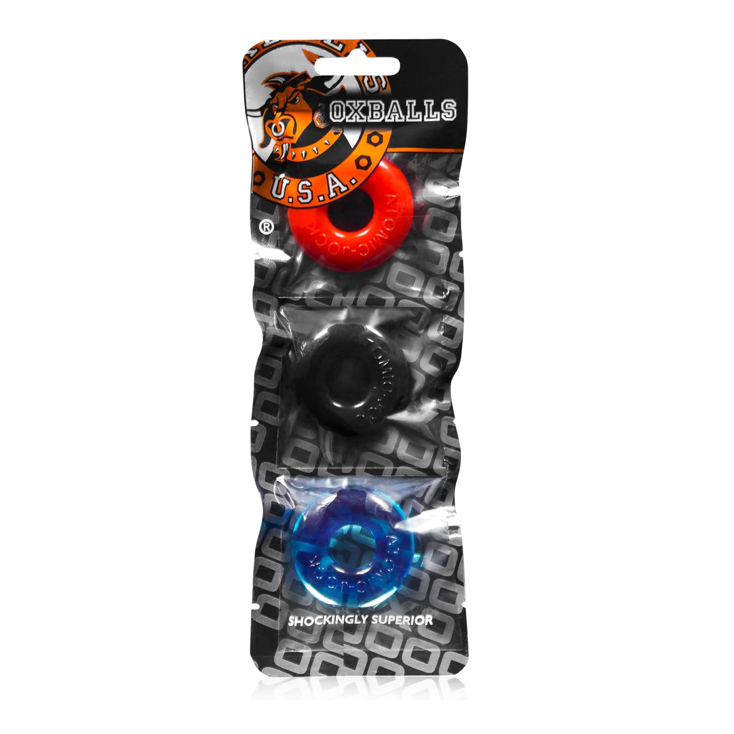 OxballsOX-1324-MULTI Donut Black Ringer, Small, Pack of 3