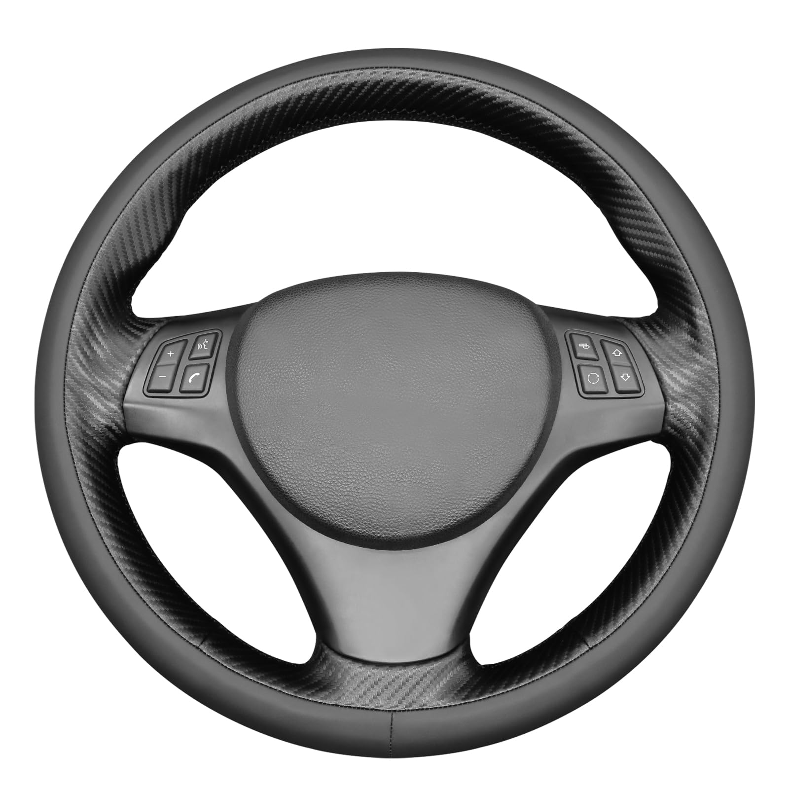 MEWANT DIY Stitched 3D Style Steering Wheel Cover Wrap for 1 Series E87/E81/1 Series/E88/1 Series M E82/3 Series E90/E91 (Touring)/E92 Coupe/E93/X1 E84/M3 E90/E92