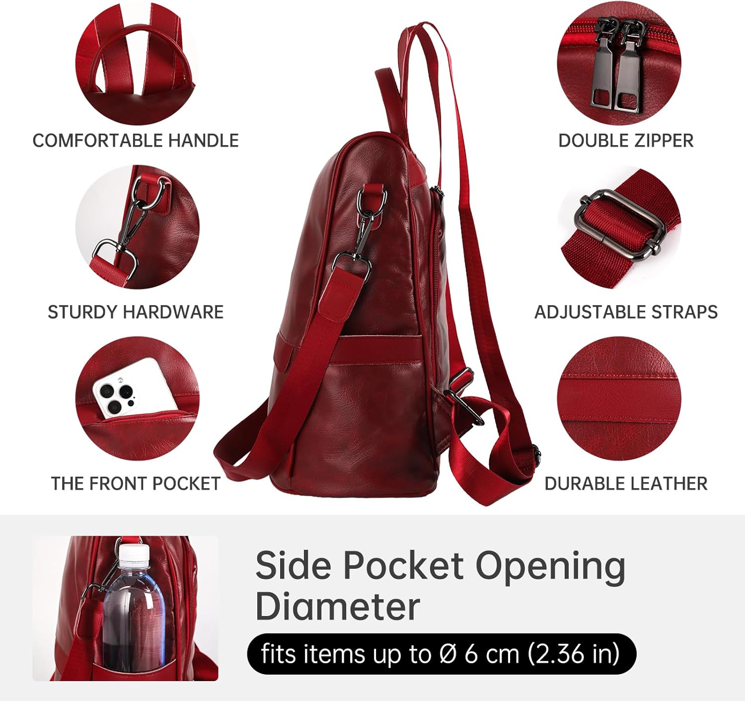 CHERUTY Women Backpack Purse PU Leather Anti-theft Casual Shoulder Bag Fashion Ladies Satchel Bags - Image 5