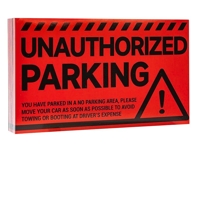 Adesivos de Aviso de Estacionamento Irregular CDXHOME Vermelhos para Vidro, 20,3 x 12,7 cm, 100 unidades