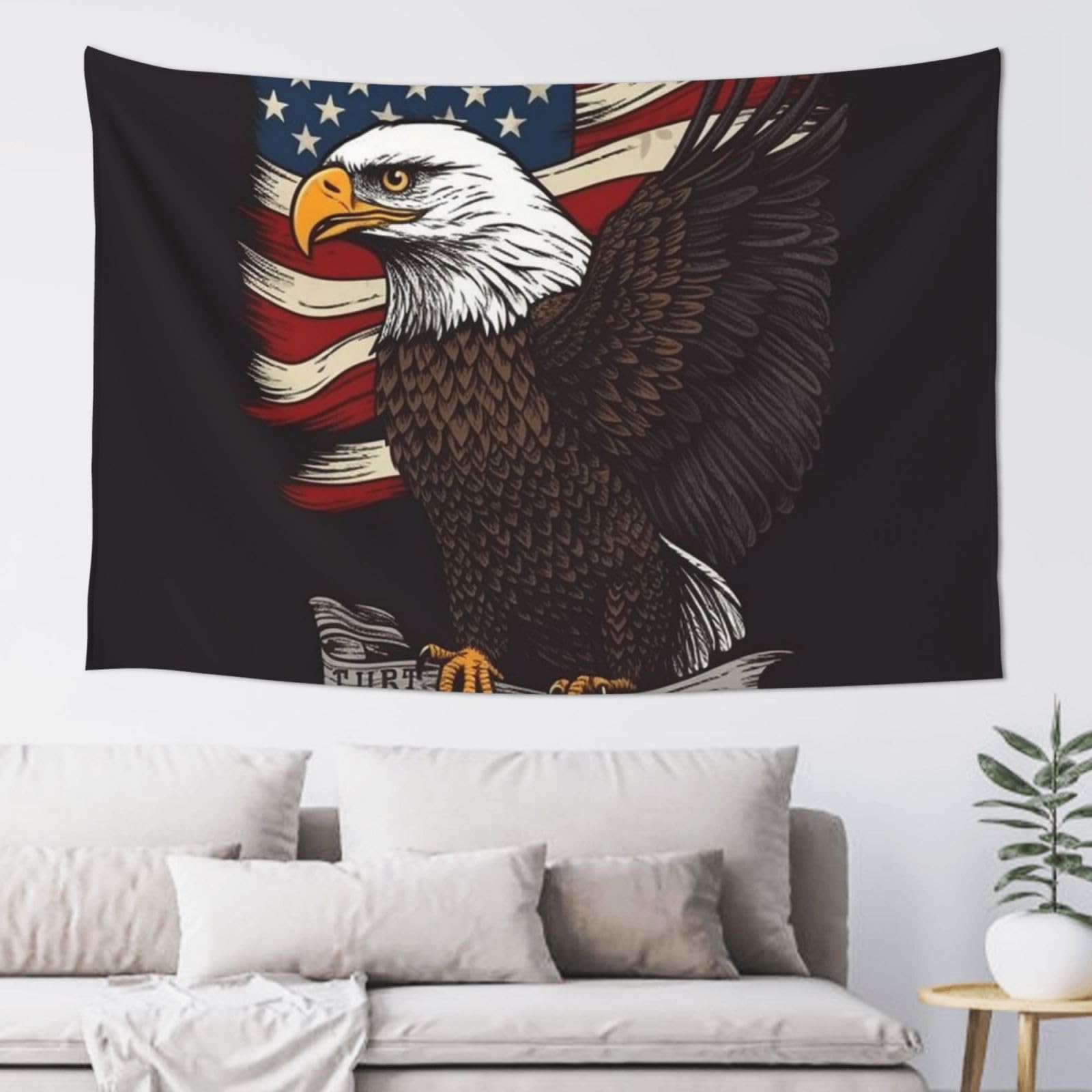 USA Patriotic Eagle with American Flag Tapestry for Bedroom Aesthetic, Wall Hanging Tapestries Art Decor Backdrop Wall Tapestry for Dorm Living Room Funny Poster Party Banner Background 40" X 60"