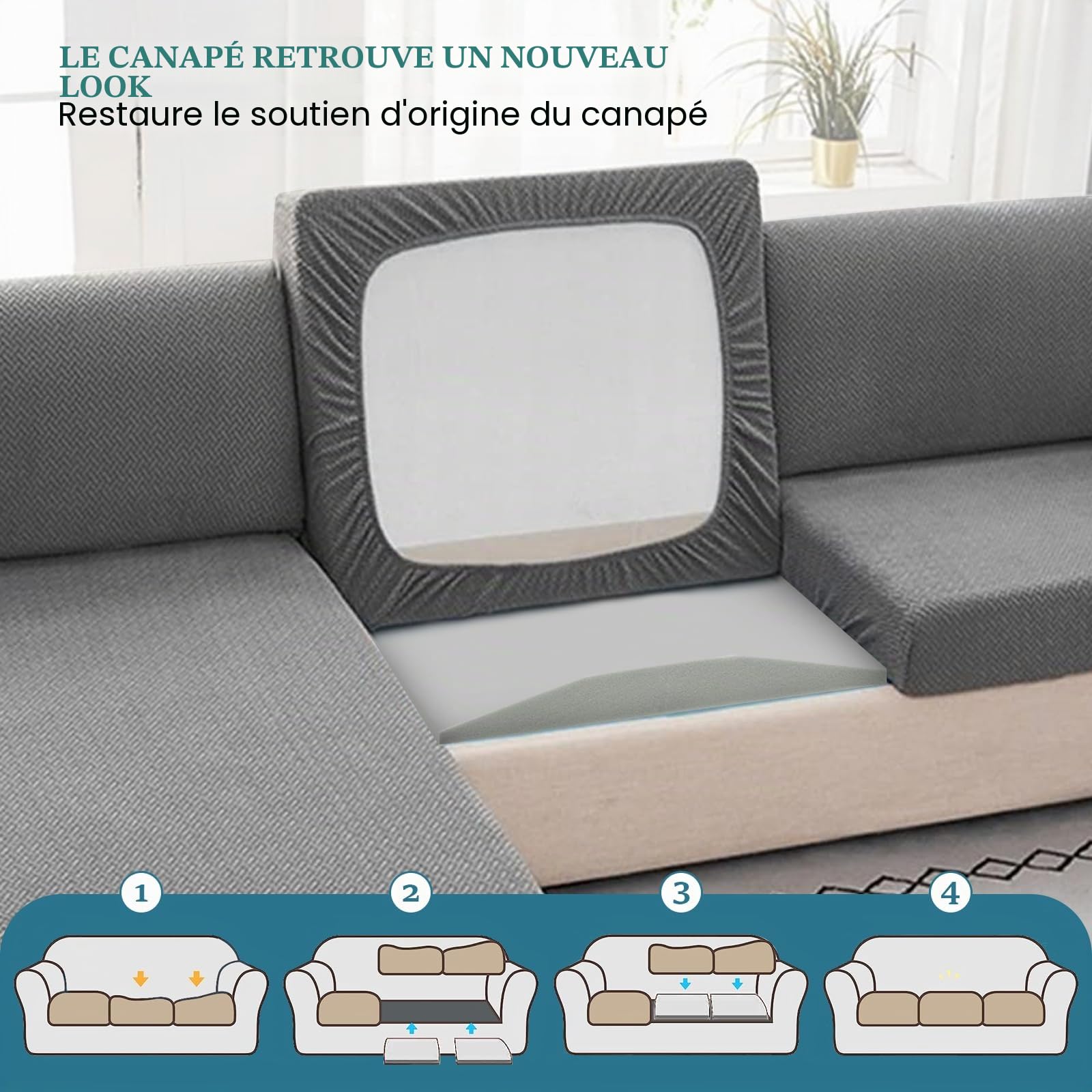 LIROPAU Mousse de Rembourrage Haute Densité 50 x 50 x 5 cm pour Réparation de Canapé