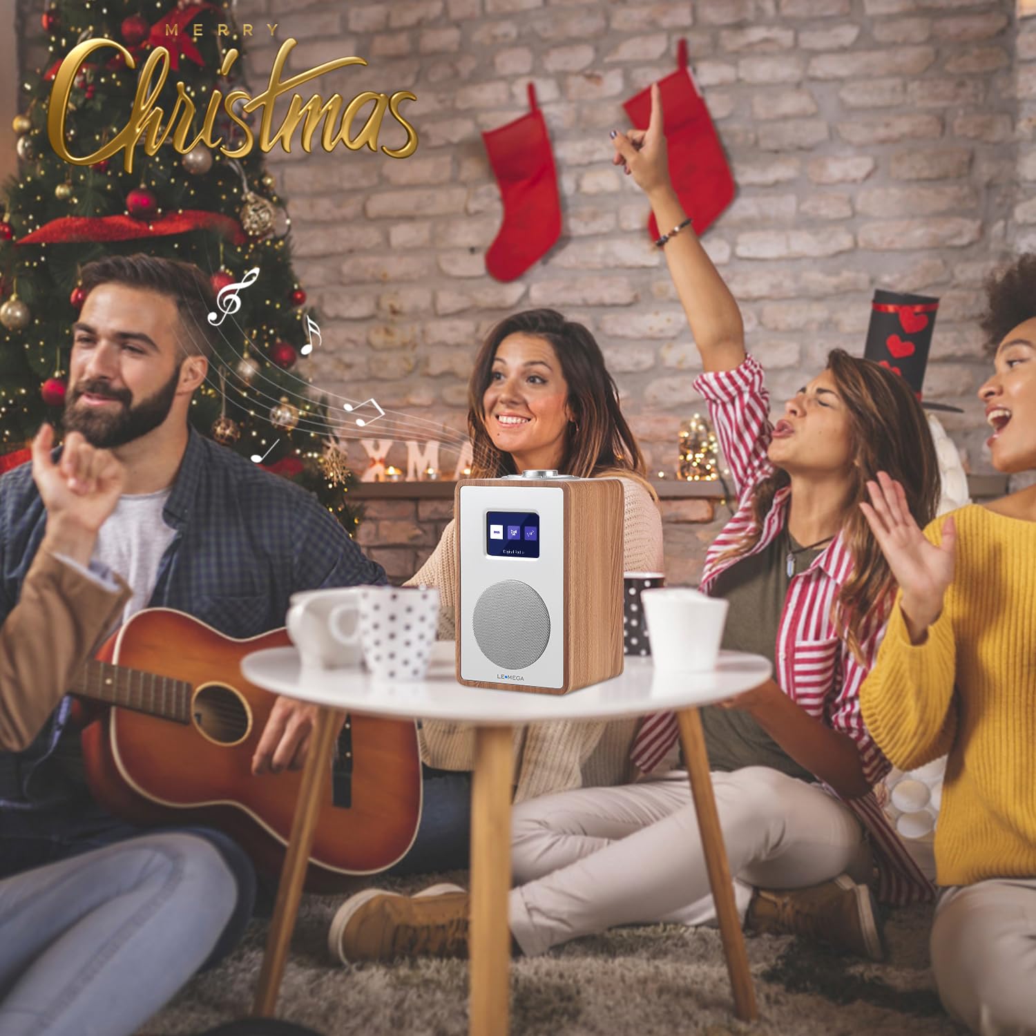 LEMEGA CR4 DAB/DAB+ und UKW Digitalradio,Bluetooth Lautsprecher, DAB Radio,Doppelwecker,Küchen/Schlaf/Snooze Timer,Farbdisplay,Kopfhöreranschluss,Holzoptik,Netzbetrieb - Walnuss