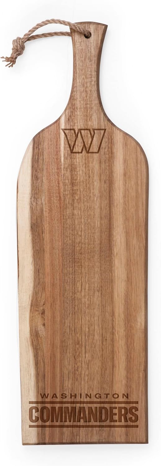 PICNIC TIME NFL Washington Commanders Artisan 24" Acacia Charcuterie Board with Raw Wood Edge, Cheese Board, Serving Platter, (Acacia Wood)