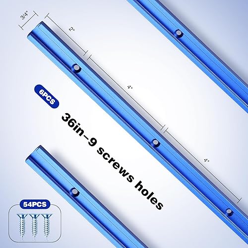 Miniatura 4 de Zonon 6 piezas de riel en T con tornillos para madera para carpintería, perfil de doble corte, carril universal en T de aluminio con agujeros de