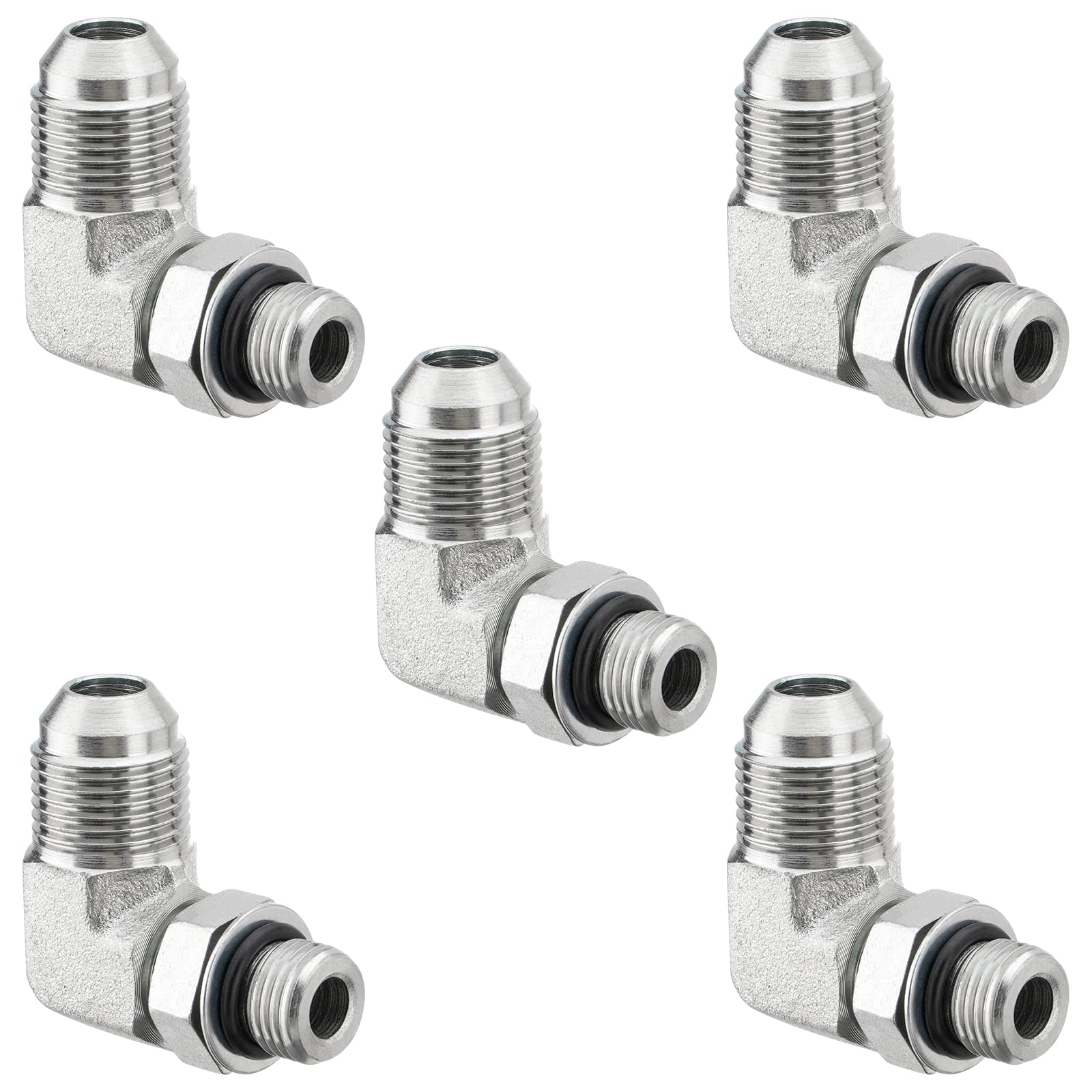 90° Elbow Hydraulic Fitting: 1/2" JIC Male x #6 SAE/ORB Male