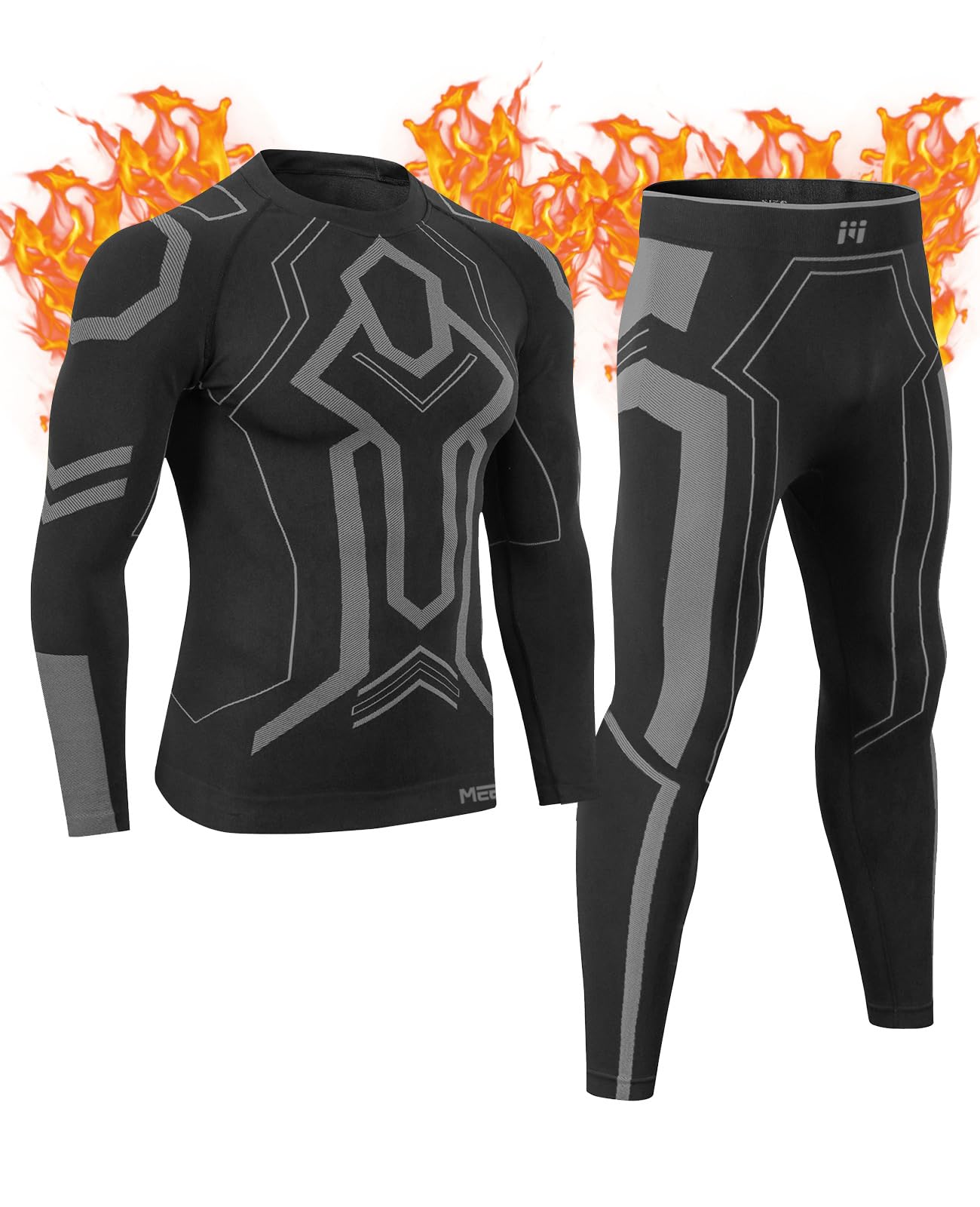 MEETWEE Thermounterwäsche Herren Atmungsaktiv Männer Thermo Funktionswäsche Winter Skiunterwäsche Unterwäsche Thermounterhemd Thermounterhose Base Layer Ski Winter Sport