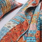 ENASAL Cotton Couverture de lit Couvertures Reversible Coverlet Comforters Vintage Bohemian Patchwork Pattern Couche de lit pour toute la saison, King Size