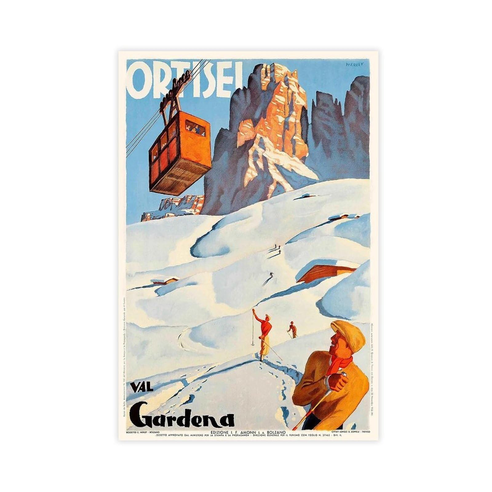 Bareronor Ortisei Val Gardena Italy Vintage Canvas Poster Bedroom Decor Landscape Office Room Decor Gift 24" L X 36" W