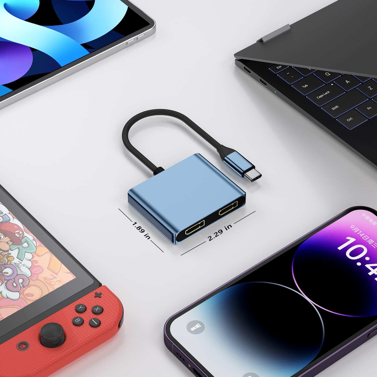 Adaptateur répartiteur USB C vers double DisplayPort 4K @ 30 Hz, adaptateur double moniteur pour écran étendu avec 2 DisplayPort/USB 3.0/100 W PD Charge rapide, compatible avec MacBook/HP/Dell/Lenovo