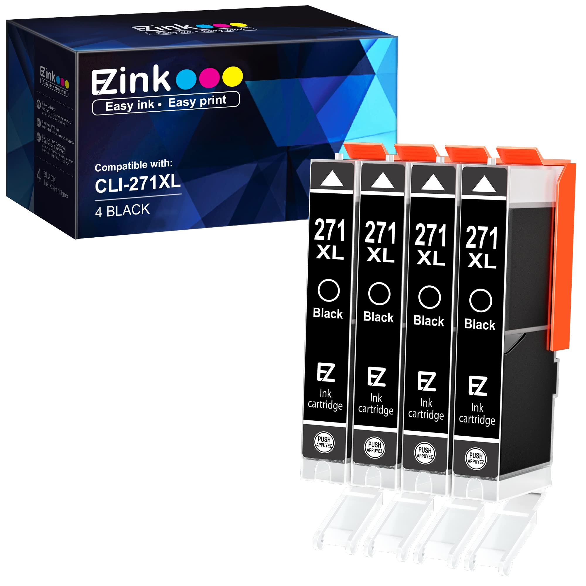 E-Z Ink Compatible Ink Cartridge Replacement for Canon CLI-271XL CLI-271 XL CLI271XL 271XL 271 to use with MG5720 MG5722 MG6820 MG6821 MG6822 MG7720 TS6020 TS9020 TS8020 Printer (4 Black)