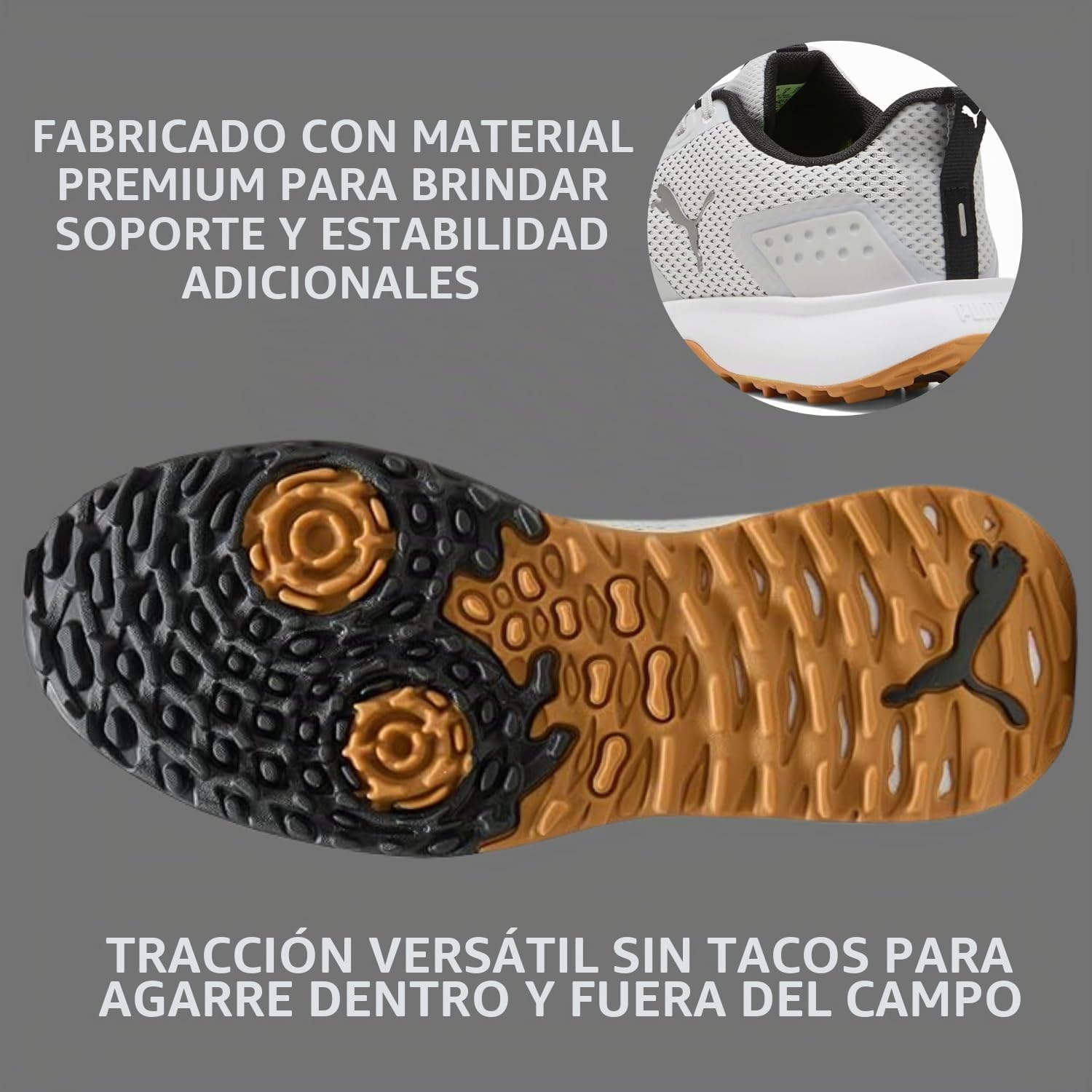 pumagolf Fusion Grip 6 - Zapatos de Golf para Hombre, Pluma Gris-Puma Negro-Goma, 44.5 EU