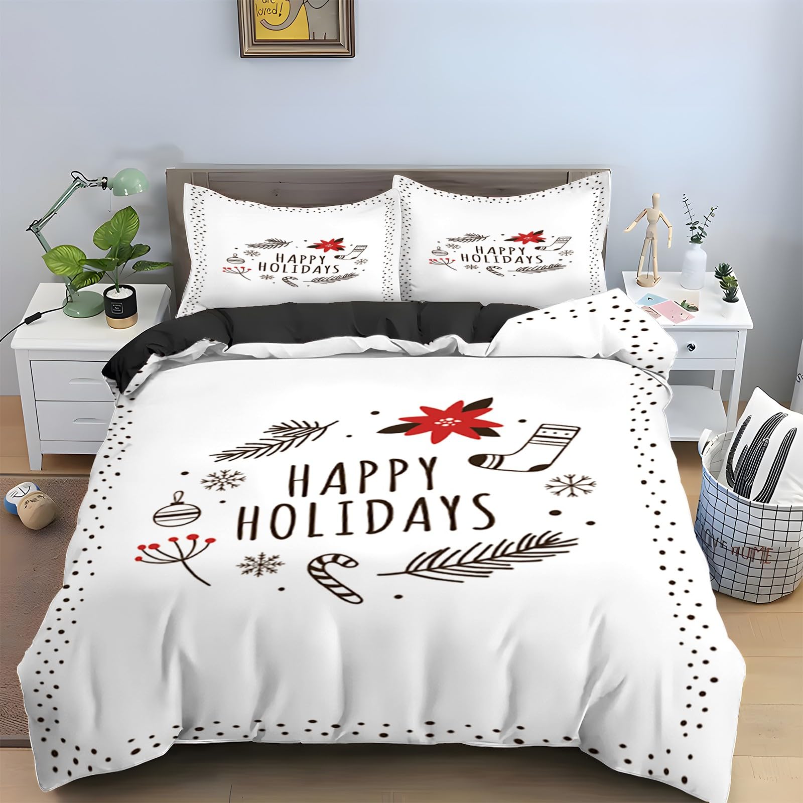 Housse de couette 240x260 Noël en microfibre douce avec 2 taies