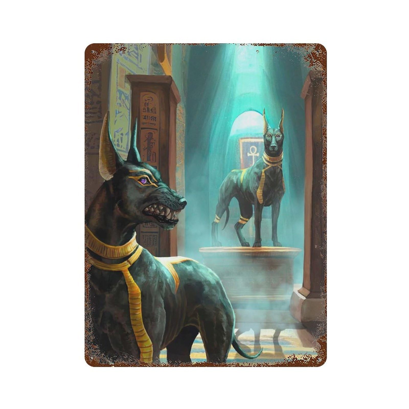 Vintage Metal Tin Sign The Guardians of Anubis 15.7"x11.8", Industrial Home Decor for Farmhouse, Kitchen And Entryway Decor